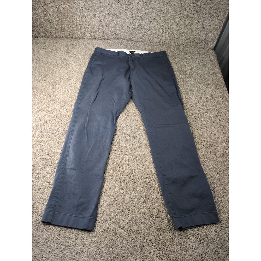 J.Crew Flex Slim Chino Pants Mens 34x30 Blue Grey Stretch Cotton Trousers